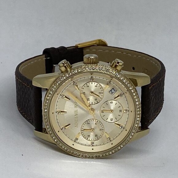 Michael Kors Ritz MK6328 Women Brown Leather Gold Analog Dial Quartz Watch Y214 - Picture 7 of 12